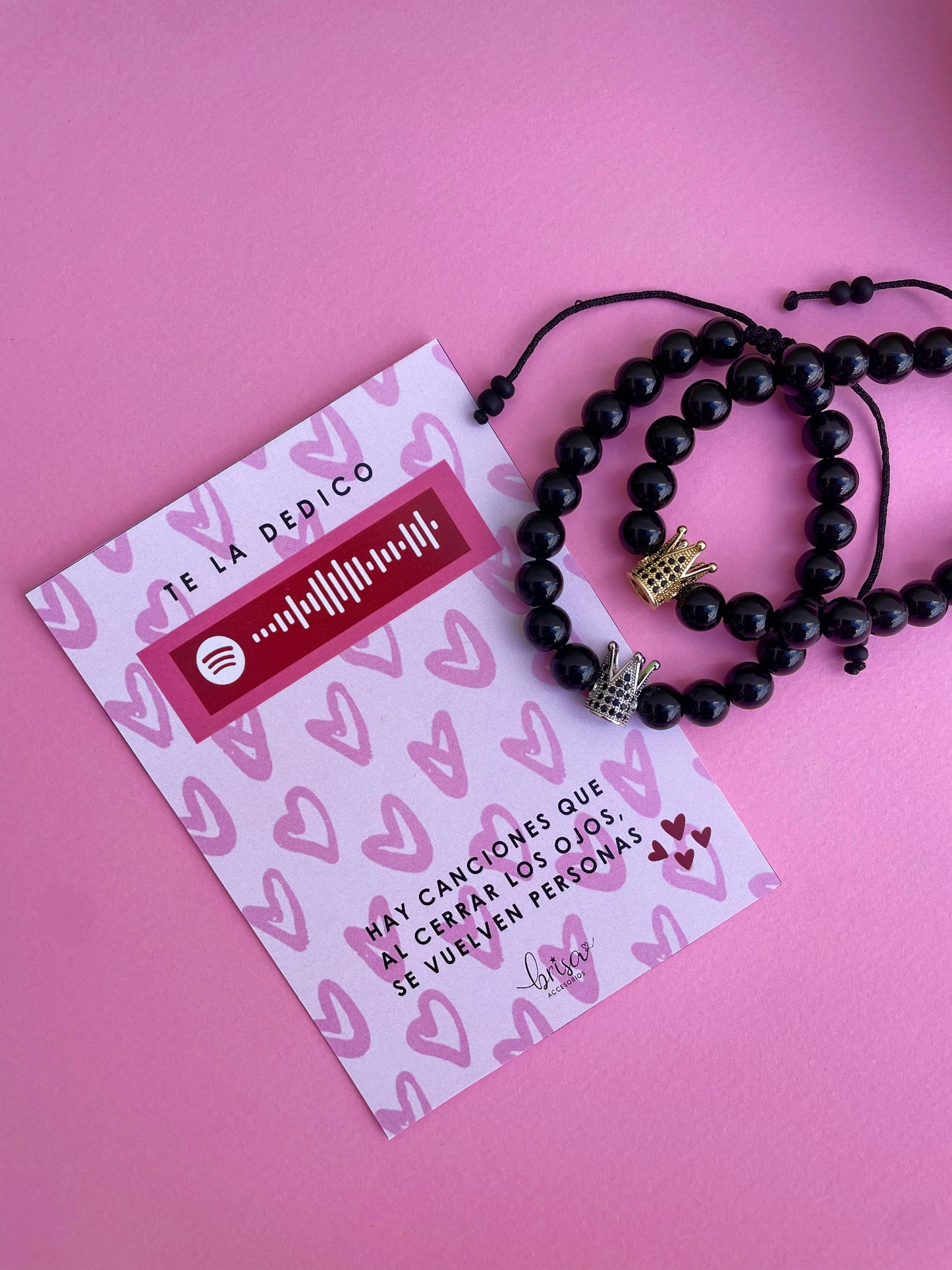 Dúo Pulseras Corona/ Tarjeta Canción