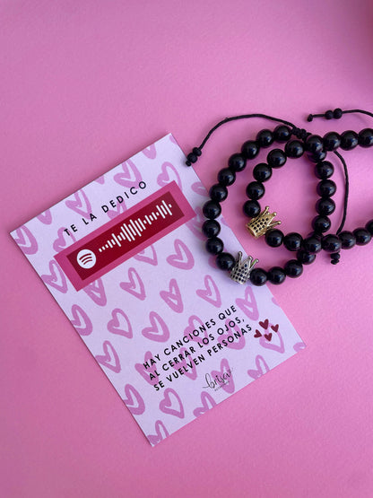 Dúo Pulseras Corona/ Tarjeta Canción
