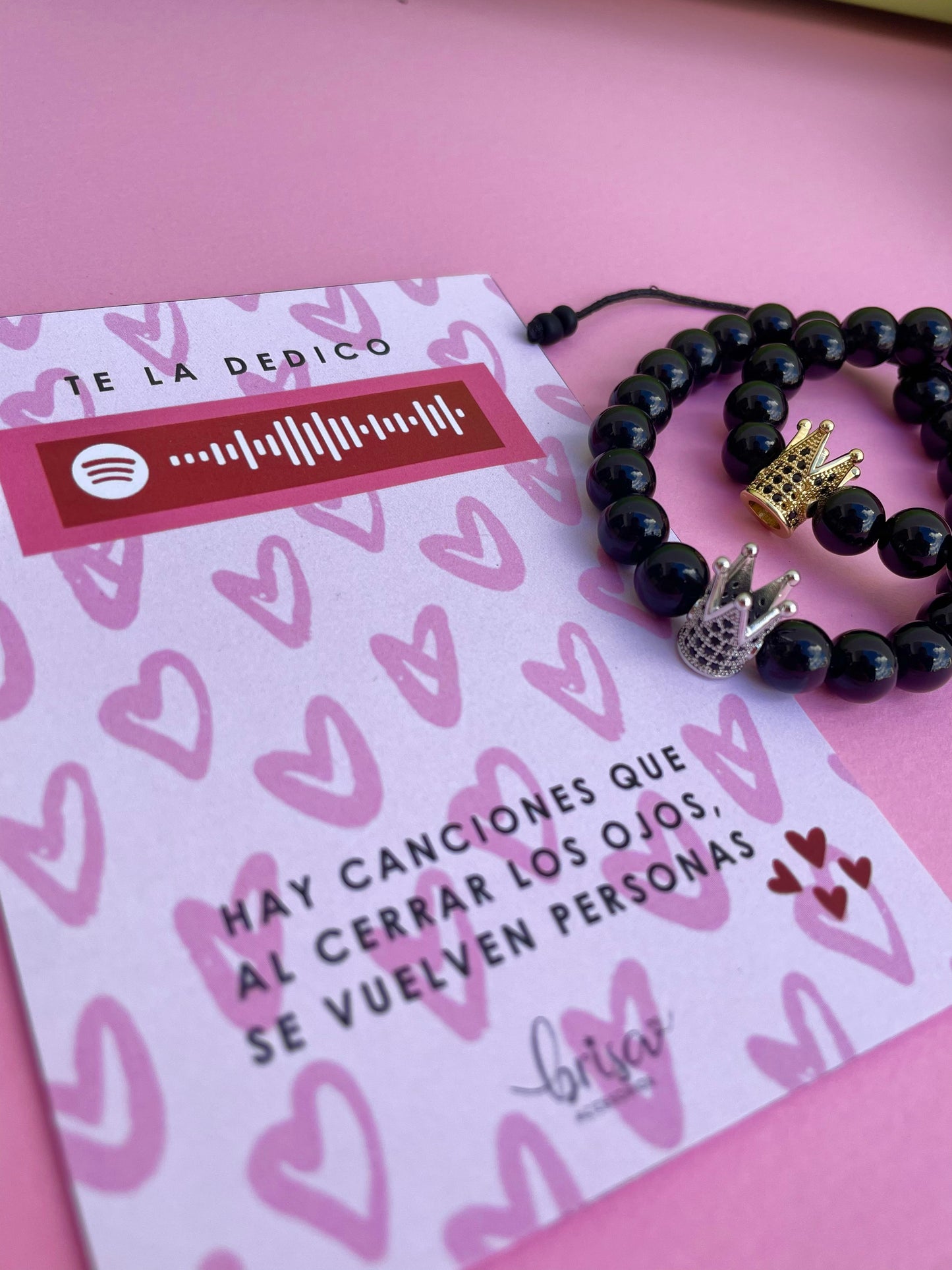Dúo Pulseras Corona/ Tarjeta Canción