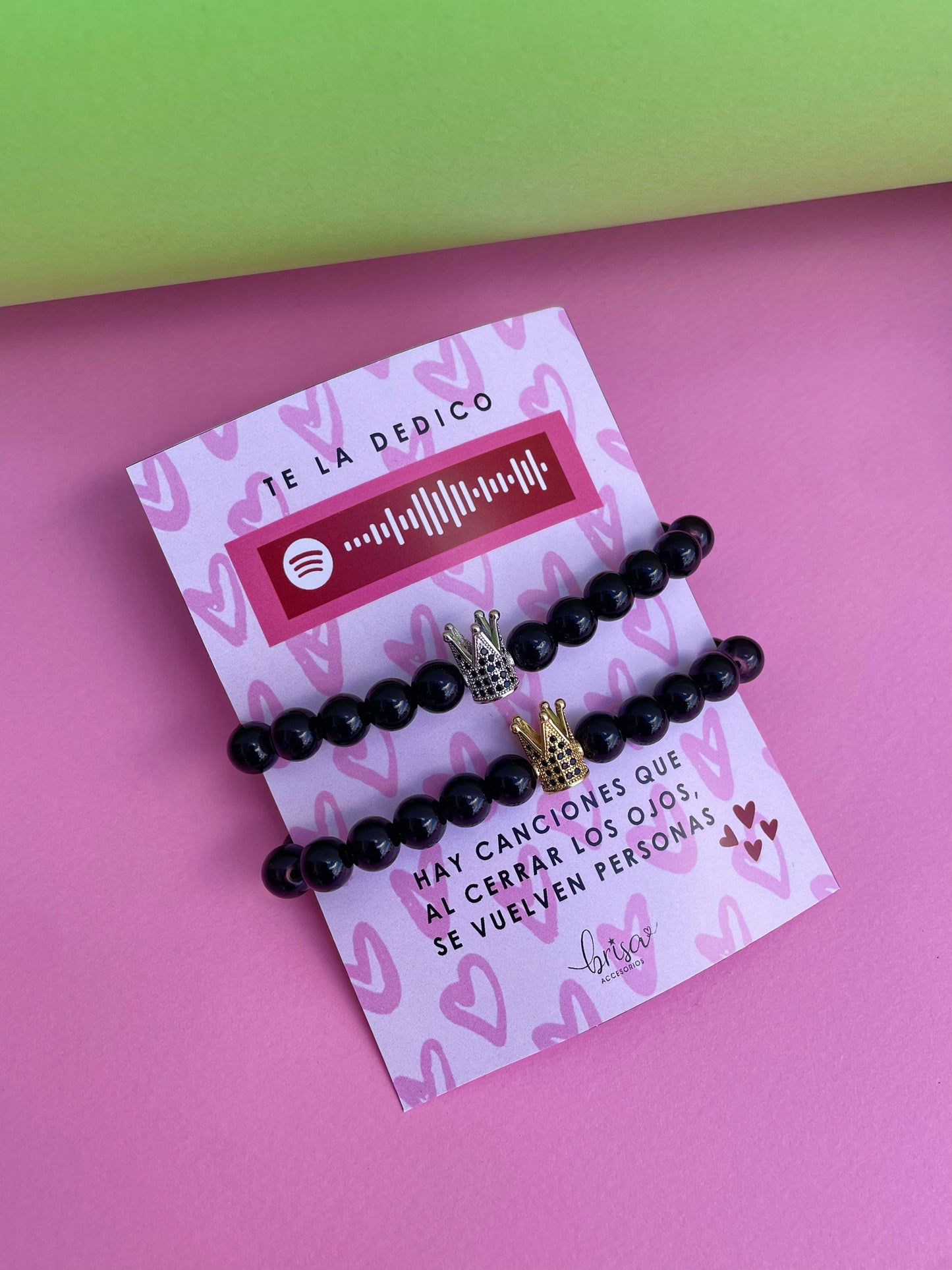 Dúo Pulseras Corona/ Tarjeta Canción